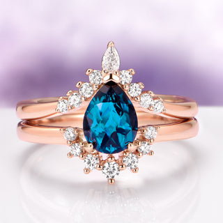 Lunette London Blue Topaz Ring Set in 14K Rose Gold Vermeil