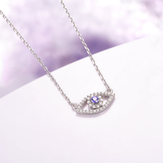 Evil Eye Tanzanite Necklace in Sterling Silver