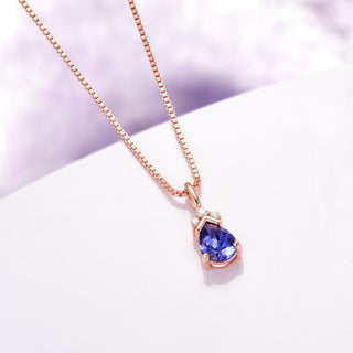 Teardrop Tanzanite Necklace in 14K Rose Gold Vermeil