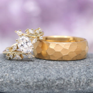 Simulated Diamond Leaf Couples Ring Set