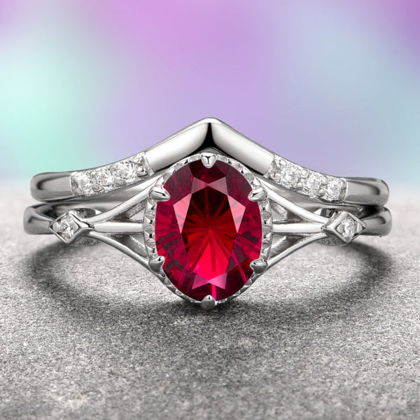 Celtic Ruby Ring Set in Sterling Silver | Lab-Grown – Aquamarise