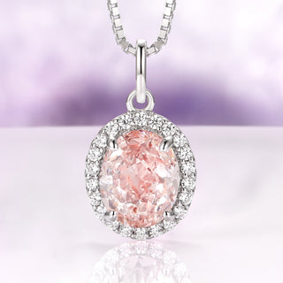 Iris Blush Pink Oval Morganite Necklace in Sterling Silver