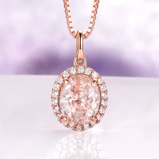 Iris Oval Blush Pink Morganite Necklace in 14K Rose Gold Vermeil
