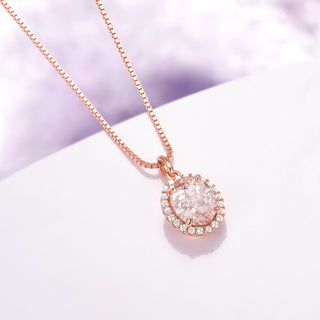 Iris Oval Blush Pink Morganite Necklace in 14K Rose Gold Vermeil