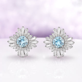 Joelle Art Deco Aquamarine Earrings in Sterling Silver