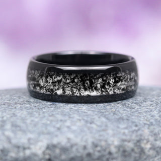 Rutilated Quartz Wedding Band – 8mm Black Tungsten Carbide