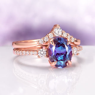 Bella Oval Cut Alexandrite Ring Set in 14K Rose Gold Vermeil