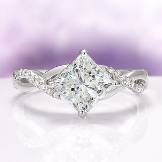 Sophia Princess Cut Moissanite Engagement Ring in 14K White Gold