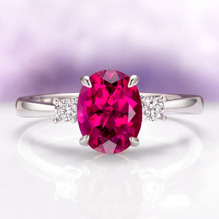 Everly Oval Cut Ruby Ring in Sterling Silver