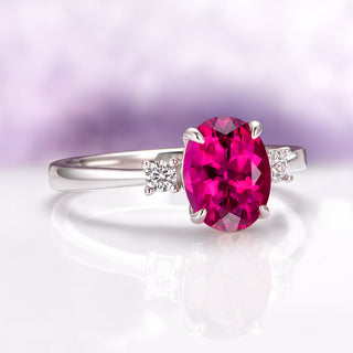Everly Oval Cut Ruby Ring in Sterling Silver