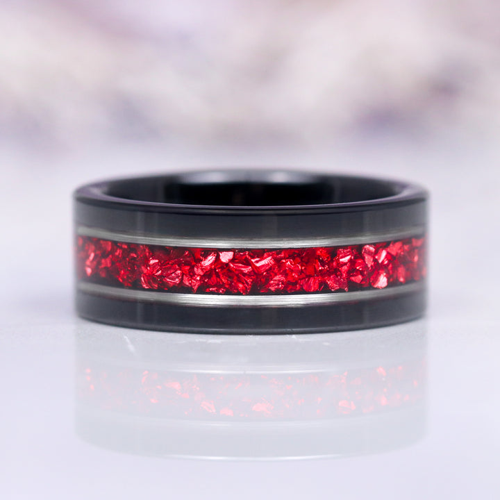 Wisteria Natural Red Garnet Leaf Couples Ring