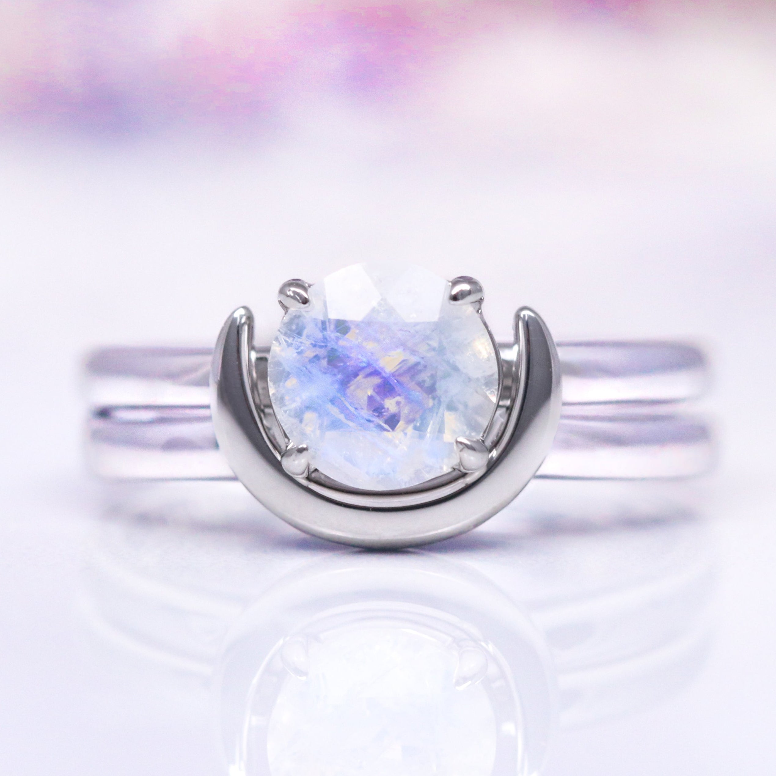 Crescent Moon Moonstone Ring Set in Sterling Silver – Aquamarise