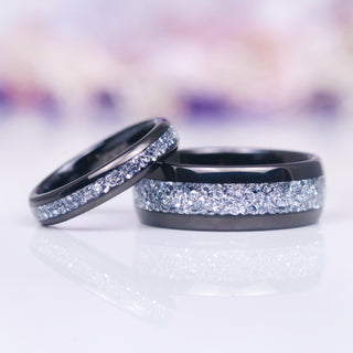 Starlux Crushed Diamond Wedding Band in Black Tungsten (8mm)