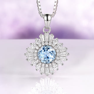Joelle Vintage Aquamarine Necklace in Sterling Silver