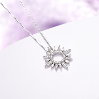 Starburst Simulated Diamond Necklace in Sterling Silver