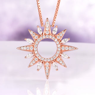 Starburst Simulated Diamond Necklace in 14K Rose Gold Vermeil
