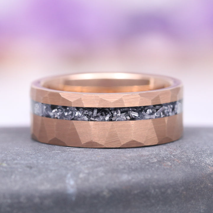 Galaxy Salt and Pepper (Herkimer) Diamond & Meteorite Couples Ring