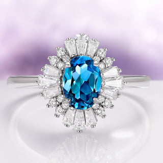 Victoria Natural London Blue Topaz Ring in Sterling Silver