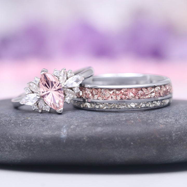 Marquise Fantasy Cut Morganite Ring- Sterling Silver