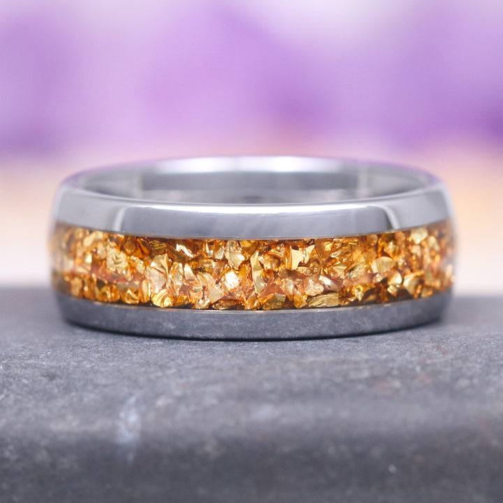 Crushed Citrine Band- 8MM Tungsten