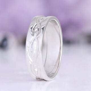 Thorn & Leaf Sculpted Wedding Band in Sterling Silver (6mm)
