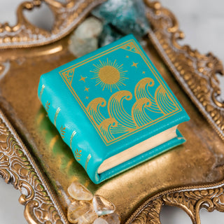 Summer Court Handmade Leather Book Ring Box- Ocean Tide Teal Edition (Small)