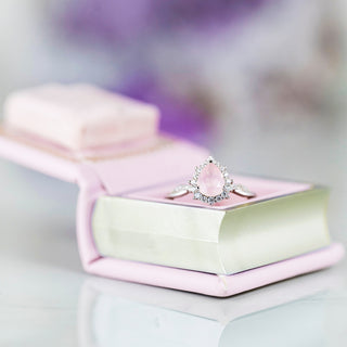 Briar Rose Quartz & Pearl Engagement Ring Set- 14K White Gold