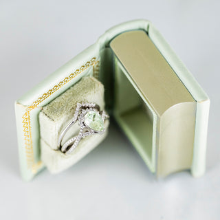 Spring Court Handmade Leather Book Ring Box- Bloomlight Green Edition (Small)