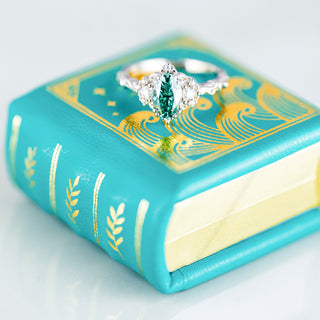 Summer Court Handmade Leather Book Ring Box- Ocean Tide Teal Edition (Small)