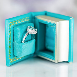 Summer Court Handmade Leather Book Ring Box- Ocean Tide Teal Edition (Small)