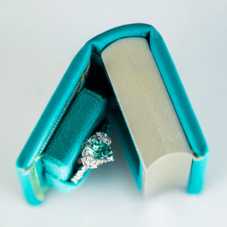 Summer Court Handmade Leather Book Ring Box- Ocean Tide Teal Edition (Small)