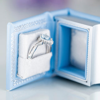 Faye Aquamarine Ring Set- Sterling Silver (Fantasy Cut)