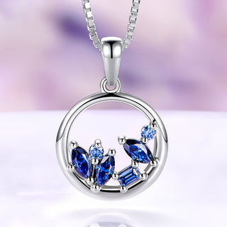 Midnight Blue Moissanite Cluster Necklace in Sterling Silver