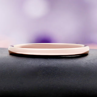 Minimalist Wedding Band in Rose Gold Tungsten by Aquamarise, close-up detail