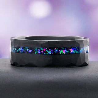 Mystic Topaz & Galaxy Opal Leaf Couples Ring Set