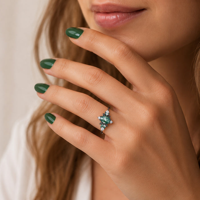 Moss Agate Engagement Rings