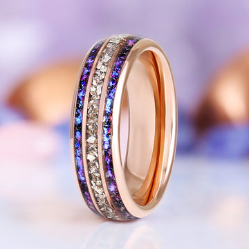 Orion Nebula® & Crushed Diamond Wedding Band in Tungsten (6mm)
