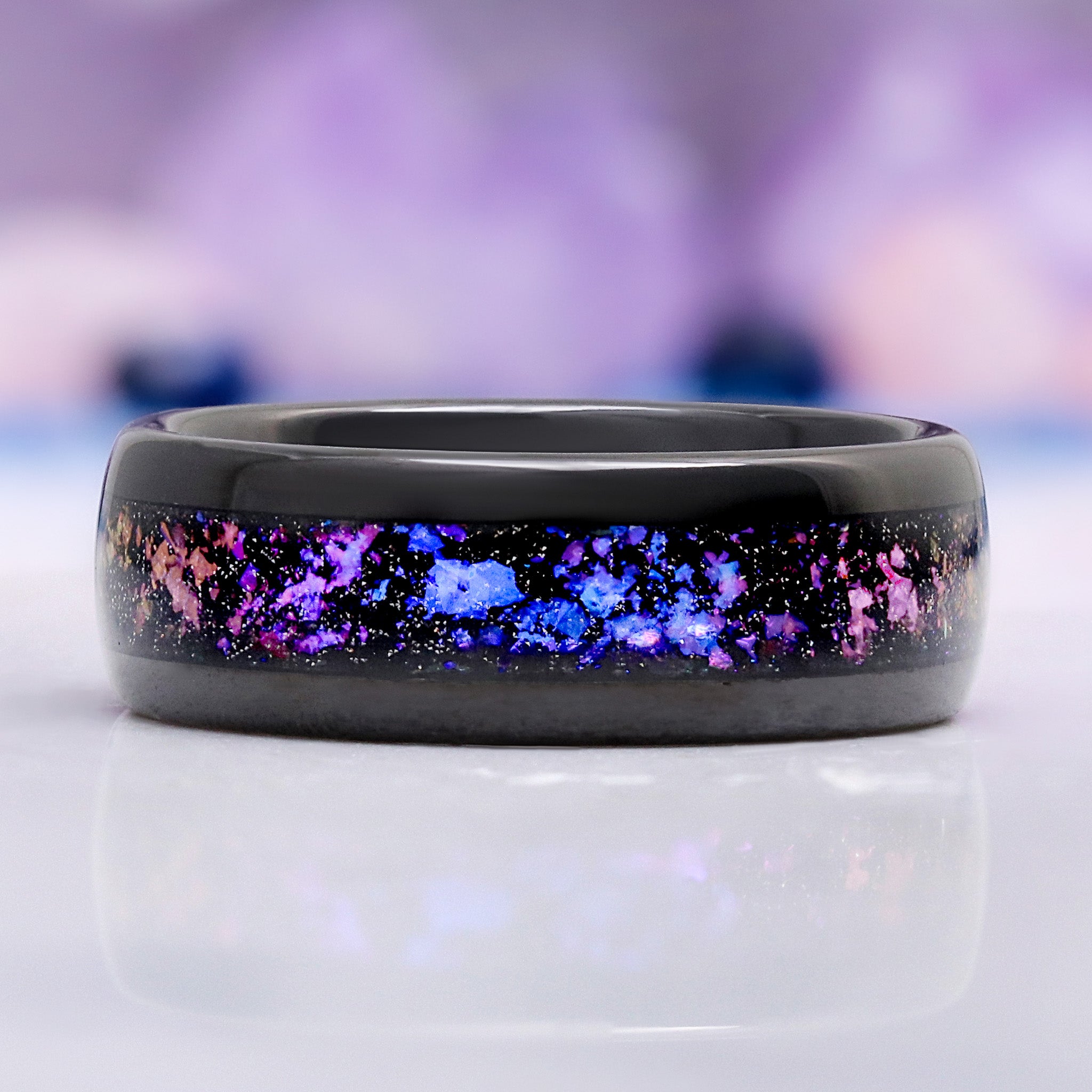 Orion Nebula® Meteorite Tungsten Ring | 8mm Black Band – Aquamarise
