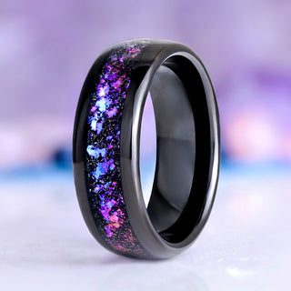 Orion Nebula® Meteorite Men's Wedding Band in Black Tungsten Carbide (8mm)