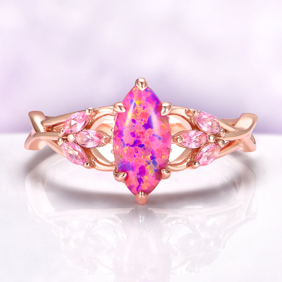Pink Fire Opal Ring | Celtic Knot Rose Gold Vermeil – Aquamarise
