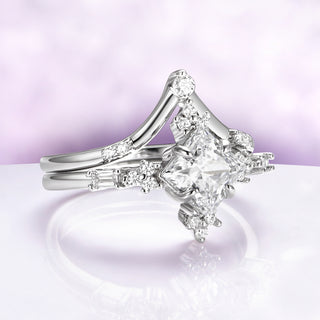 Princess Cut Lab Diamond Engagement Ring Set in 14K White Gold (IGI Certified) by Aquamarise Gold, featuring a princess cut diamond with sparkling accents in a sleek white gold setting.