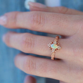 Unique natural Australian opal engagement ring by Aquamarise