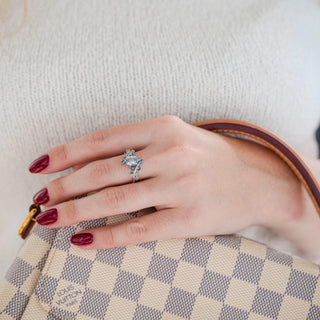 Aquamarine Leaf Couples Ring Set