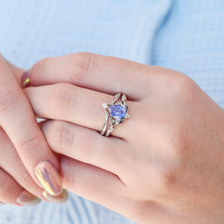 Fireworks Cut Lavender Sapphire Engagement Ring Set in Sterling Silver