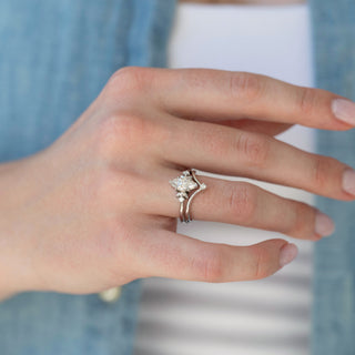 Unique moissanite engagement ring by Aquamarise