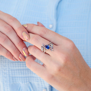 Orion Nebula™ & Cornflower Sapphire Leaf Couples Ring Set