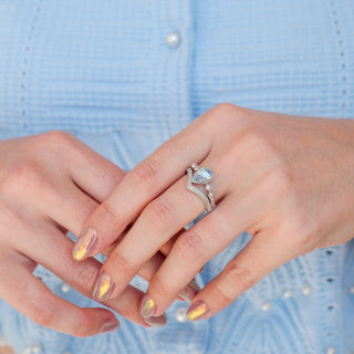Teardrop Aquamarine Engagement Ring Set in 14K White Gold