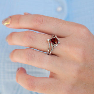 Fireworks Cut Lab-Grown Ruby Engagement Ring Set in Sterling Silver (Fantasy Cut)