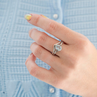 Celtic Aquamarine Couples Ring Set