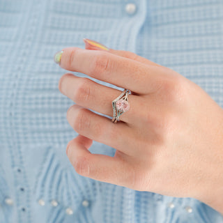 Celtic Morganite Ring Set- Sterling Silver (Fantasy Cut)